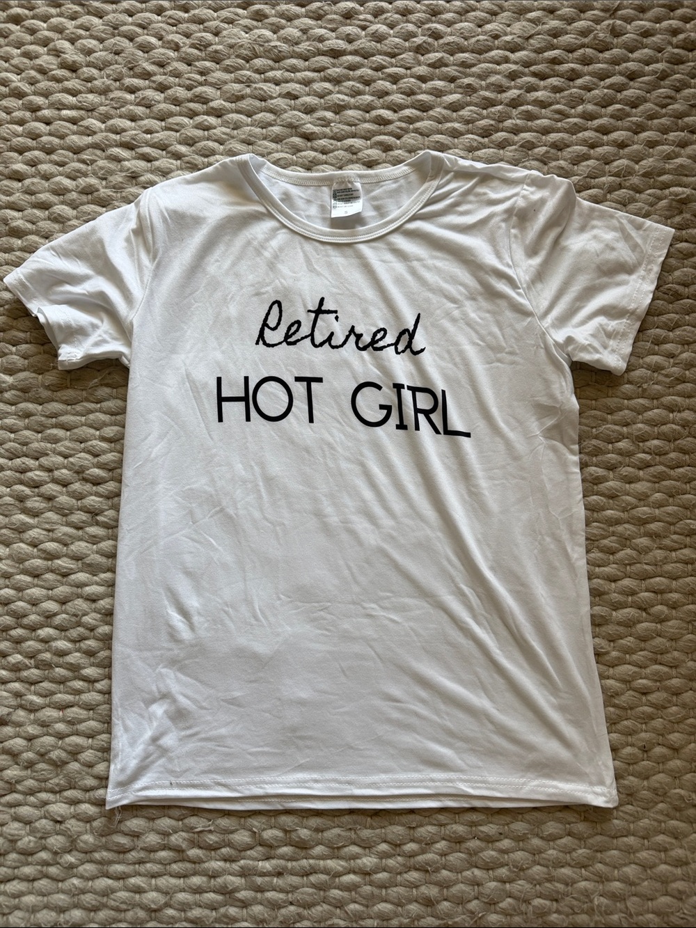 Retired Hot Girl White Graphic Tee Short Sleeve Womens Size S